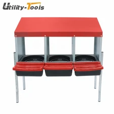Red Chicken Eggs Nesting Boxes With Metal Legs Chicken Laying Box 3 Holes Ducks