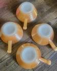 4 VTG Fire King Oven Ware Peach Luster Beehive Ribbed Soup Bowls W/Handle