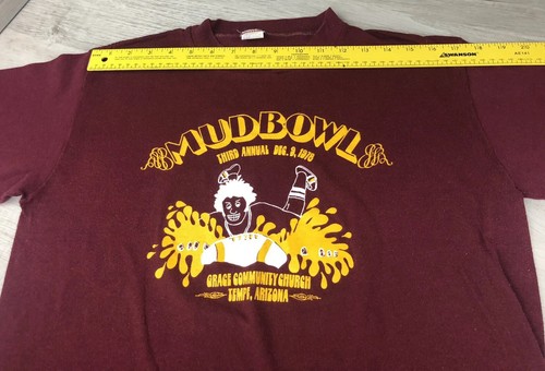 Vintage 70s Shirt Mud Bowl 1978 Grace Community Church Arizona Mens Size L - Picture 11 of 12