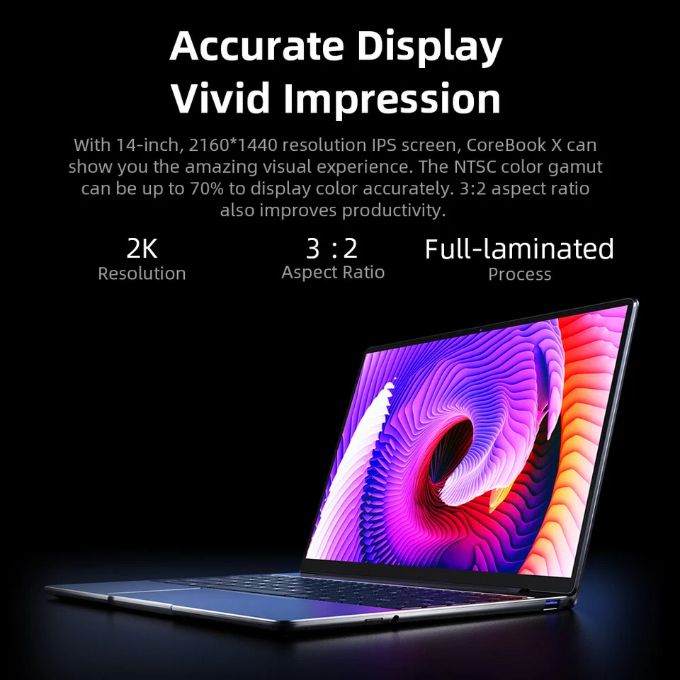 CHUWI CoreBook X Laptop Core i5 Light Gaming Business 16GB RAM 512GB SSD Win 11 - Image 2 of 4