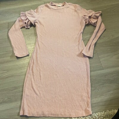 Heart & Hips light pink, long sleeve with ruffle bodycon midi dress size large | eBay Heart & Hips light pink, long sleeve with ruffle bodycon midi dress size large | eBay