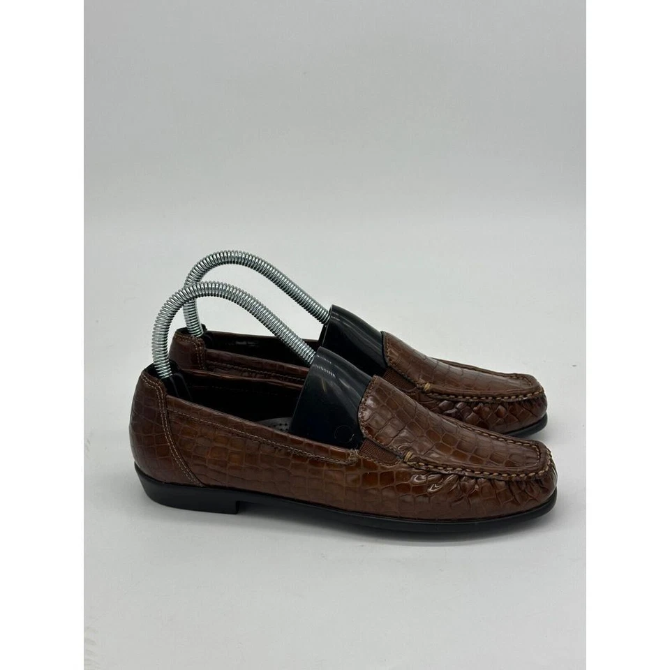 Zapatos Mocasines de Cuero SAS para Mujer 7.5N Marrón Estampado de Cocodrilo Trípad Confort Patente Foto 4 de 4