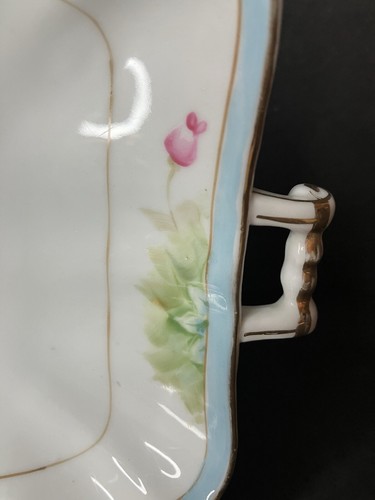 Vintage Nippon Rose Dish w/Blue Trim Gold Trim (see photos for flaw) - Picture 6 of 9