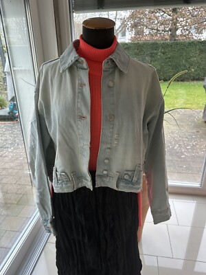 ZARA JEANSJACKE OVERSIZE DESTROY S (38) LIGHT AGED
