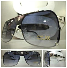 Classic Vintage Retro Hip Hop Style SUN GLASSES Silver Frame For Big Wide Heads
