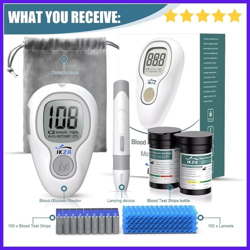 Diabetes Test Kit Blood Sugar Glucose Monitor Meter 206 PC Strips