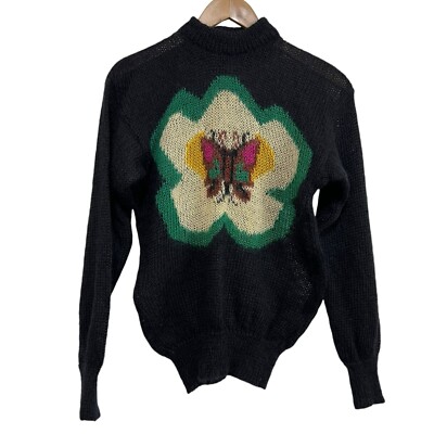 Vintage HAXAP Soviet Union Women s Mohair Sweater Butterfly Design Size 44/US XS