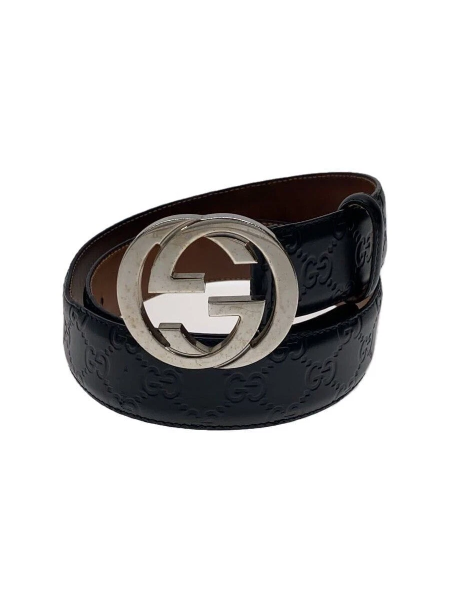 Ceinture GUCCI cuir noir motif total homme 411924 Occasion