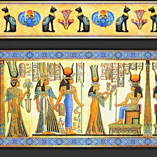 QUILTING TREASURES EGYPTIAN PRINT FABRIC- PHARAOH STRIP DESIGNS  -  1 7/8 YDS