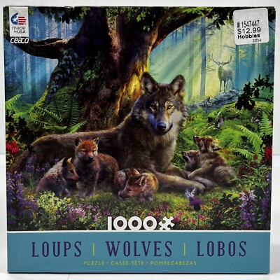 Ceaco Jigsaw Puzzle - Wolves - 1000 Piece Forest Wolf Puppies 27'' x 20'' Made USA