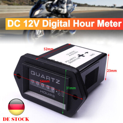 DC 12V Hour Meter Digital Betriebsstundenzähler Marine Boot Traktor Generator DE