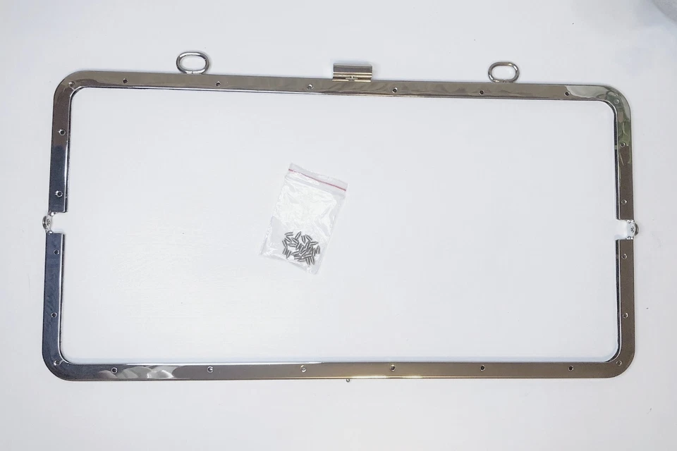 15"(38cm) Gran Tamaño Cierre de Metal Beso Bloqueo Monedero Marco con PATRÓN GRATIS Plateado 1PC Foto 3 de 4