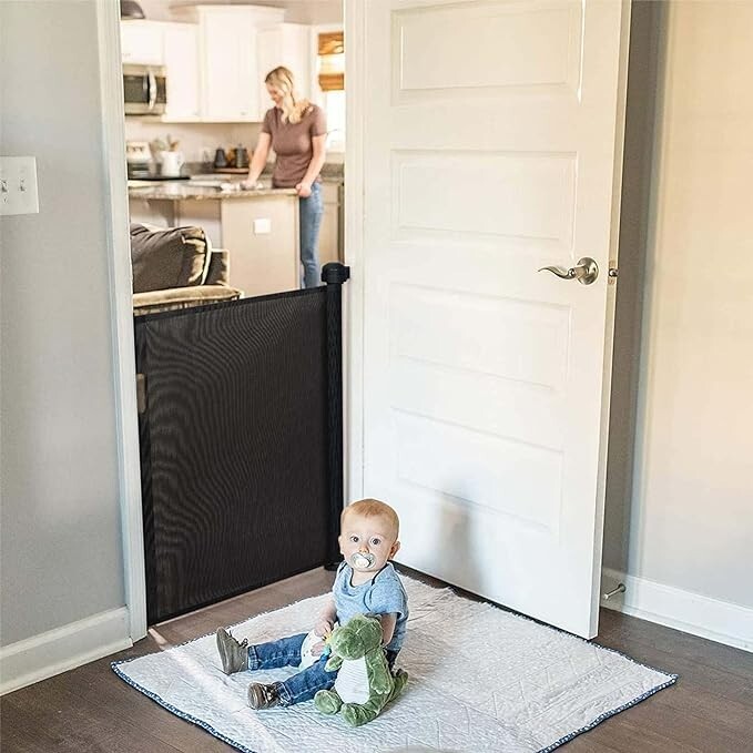 Retractable Mesh Baby Gate 33” x 55” Yoofor Pet Gate in Box Black eBay