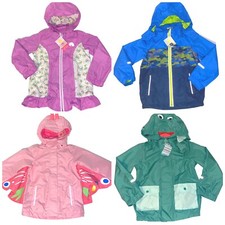 Lily Dan Rain Coat Kids Boys or Girls Hooded Zip Up Long Sleeve Blue Camo Pink