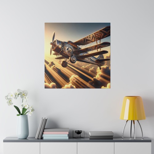 Matte Leinwand Wandbilder Geometrisch Vintage Stil Flugzeug Art Deco Luftfahrt Dekor - Bild 13 von 13
