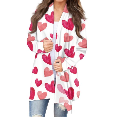 Women's Fashion Casual Printed Medium Length Cardigan Jacket Coat - Picture 28 of 36