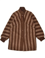 Herno Womens Overcoat It 44 Medium Brown Striped Wool Am05