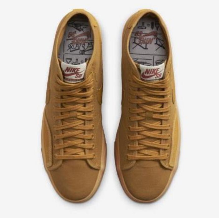 【関税込み】NULLUS ブラウン Slit Cut フーディ Size 7.5 - Nike Blazer Court Premium SB Mid Desert Ochre Gum