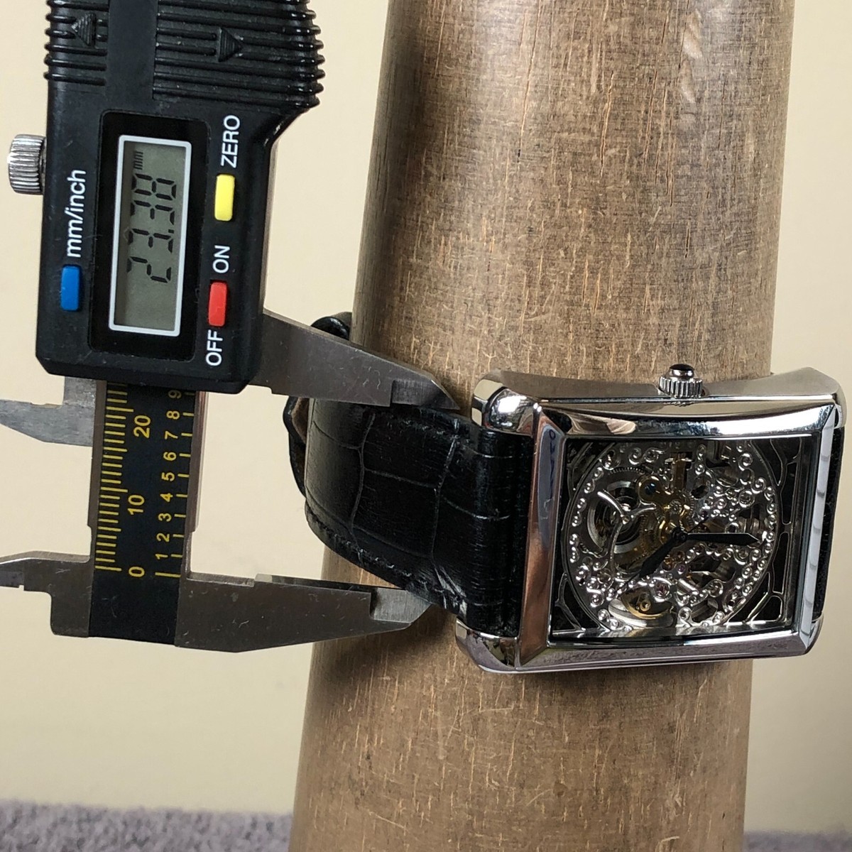 Akribos XXIV Men AK426SS Black Leather Rectangular 34mm