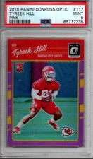 2016 Donruss Optic #117 Tyreek Hill Pink Holo PSA 9 Mint RC Rookie Dolphins