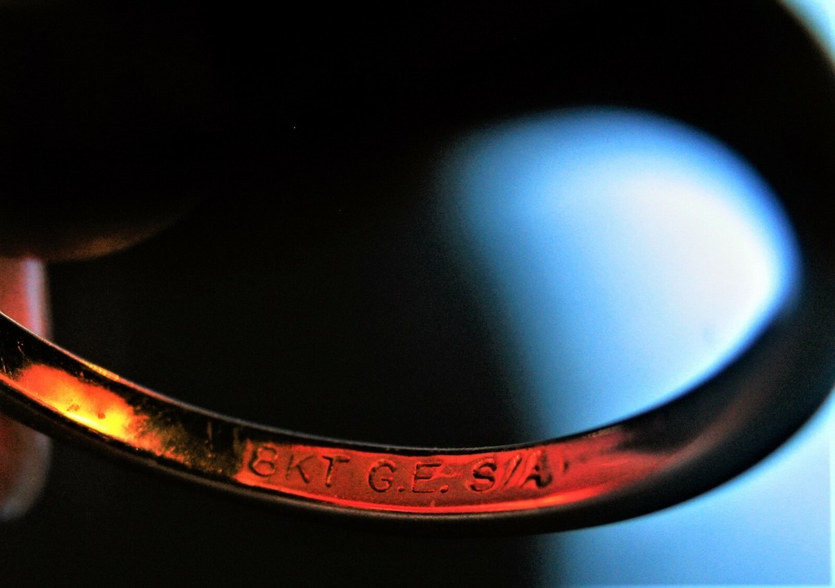 関税/送料込み【THE GASPER】ブラックオニックスリング18k 18K GE Gold Electroplate Marquise Shaped Onyx Ring Size 8 1