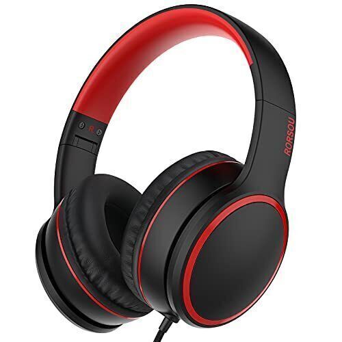 RORSOU R10 Lightweight Foldable On-Ear Headphones with Mic and Stereo Bass-image