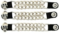 3 SKULL DOUBLE MOTORCYCLE BIKER MC CLUB CHAIN VEST EXTENDERS MADE IN USA