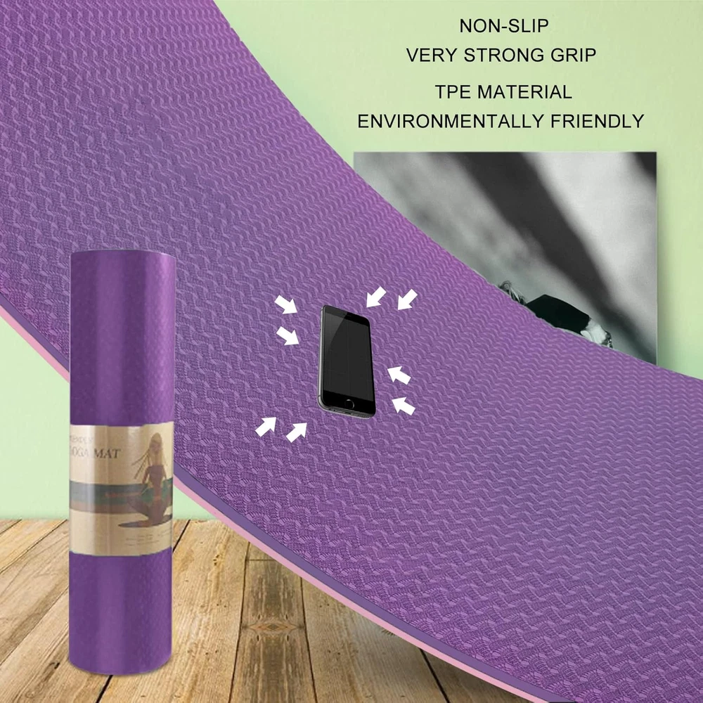 Extra Thick 8mm TPE Non-Slip Eco-Friendly Yoga Mat for Exercise and Fitness