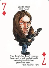 David Gilmour Pink Floyd 7 of Diamonds Rock N Roll Music Legends Playing Card