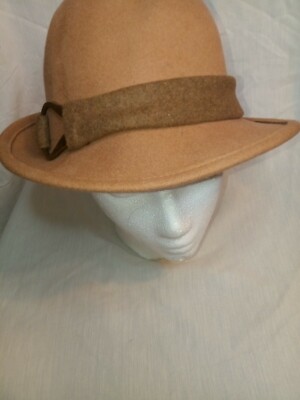 Adora Adjustable Perfect Fit Wool Felt Hat. Color Beige and Brown Ribbon Band Adora® Wool Hat - Wool Felt Fedora Grosgrain Ribbon Trim  main image 2
