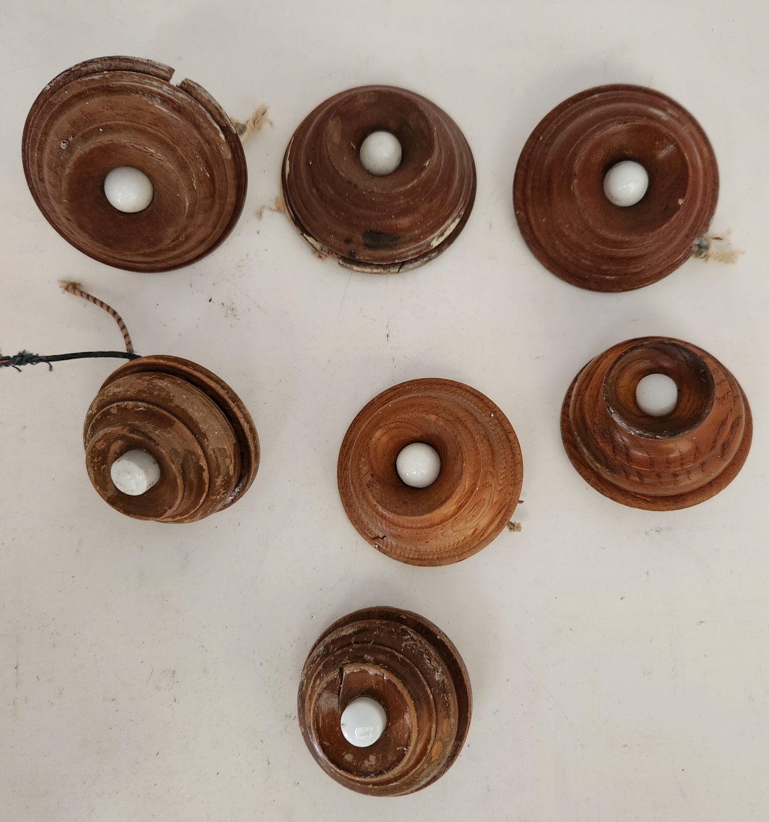 Lot 7 Wooden Victorian Push Button Electric Door Bells eBay