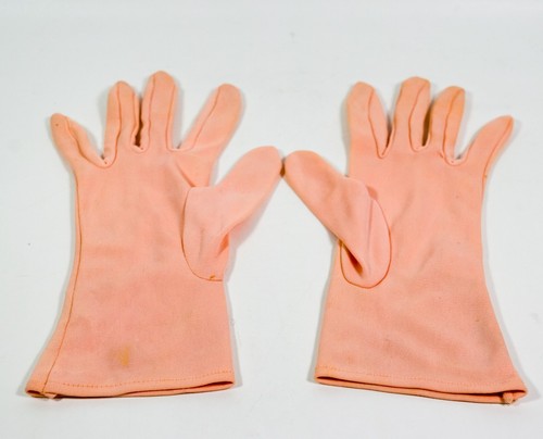 Guantes formales vintage de nailon rosa claro para dama pequeños 9" de largo 3" de ancho - Imagen 2 de 2