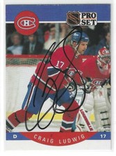 Craig Ludwig Signed 1990/91 Pro Set Card #154 Montreal Canadiens