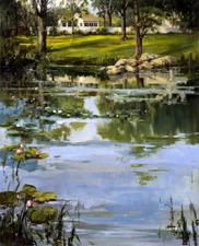 Art Lotus Pond Oil Painting Giclee Art HD Printed on canvas