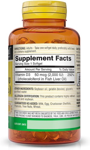 (2PK) Mason Natural D3 50 mcg (2000 IU) Overall Health, 60 Softgels 311845150158 - Picture 2 of 3
