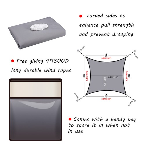 Waterproof Shade Sail Patio Awning Outdoor Garden Pool Sun Canopy Shelter Cover - Picture 303 of 606