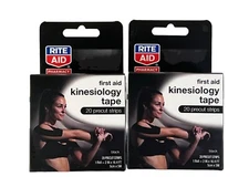 2 Rolls TAPE Kinesiology Elastic Therapy Athletic Black 40 strips 2" X 9.8"
