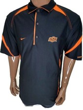 Nike Dri Fit Mens Polo OSU Cowboys Black Orange Medium Vintage Y2K
