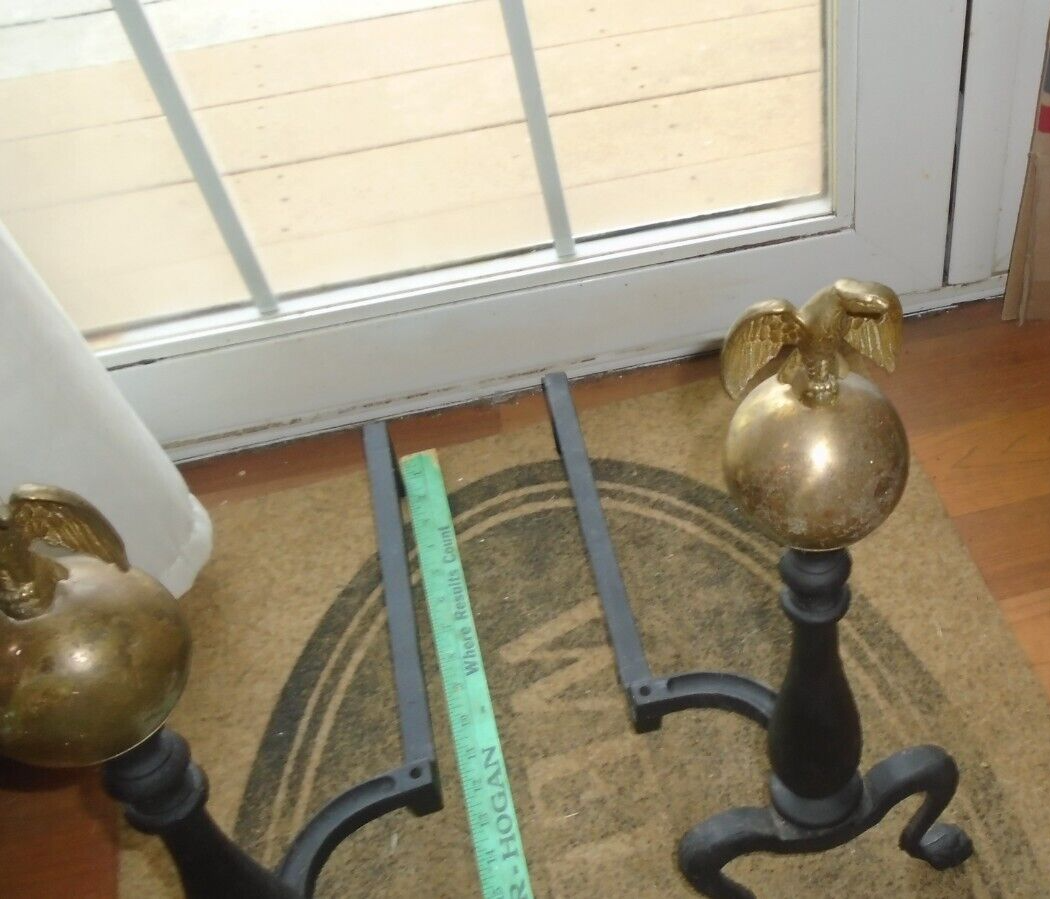 Pair Andiron Fire Dogs Vintage Cast Iron Fireplace Firedogs eBay