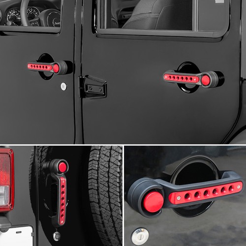 Door Grab Handle Inserts Cover for Jeep Wrangler JK JKU 2007-2018 Red 5pcs - Foto 2 di 8
