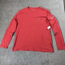 Johnnie O Men’s X XL Long Sleeve Crew Neck Heather Brennan Red T Shirt Pocket