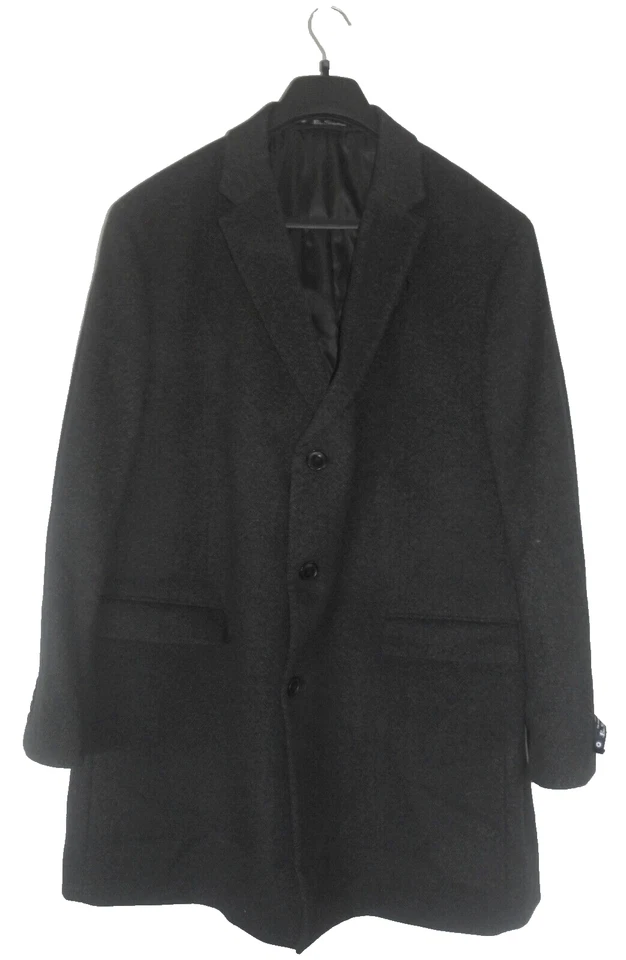 Abrigo 50R Nuevo sin Etiquetas Ben Sherman Port Longline Mezcla Lana en Carbón/Negro Foto 2 de 4