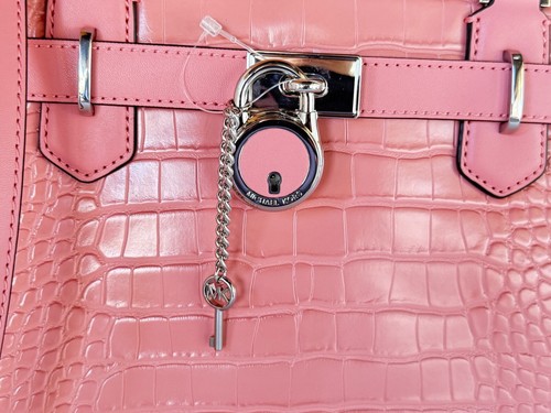 MICHAEL KORS HAMILTON MD SATCHEL SHOULDER BAG + WALLET EXOTIC EMBOSSED PRIMROSE - Picture 13 of 21