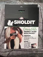 NIP * Sholdit * Gray / Silver Fleck  Infinity Scarf w/zip Pocket *