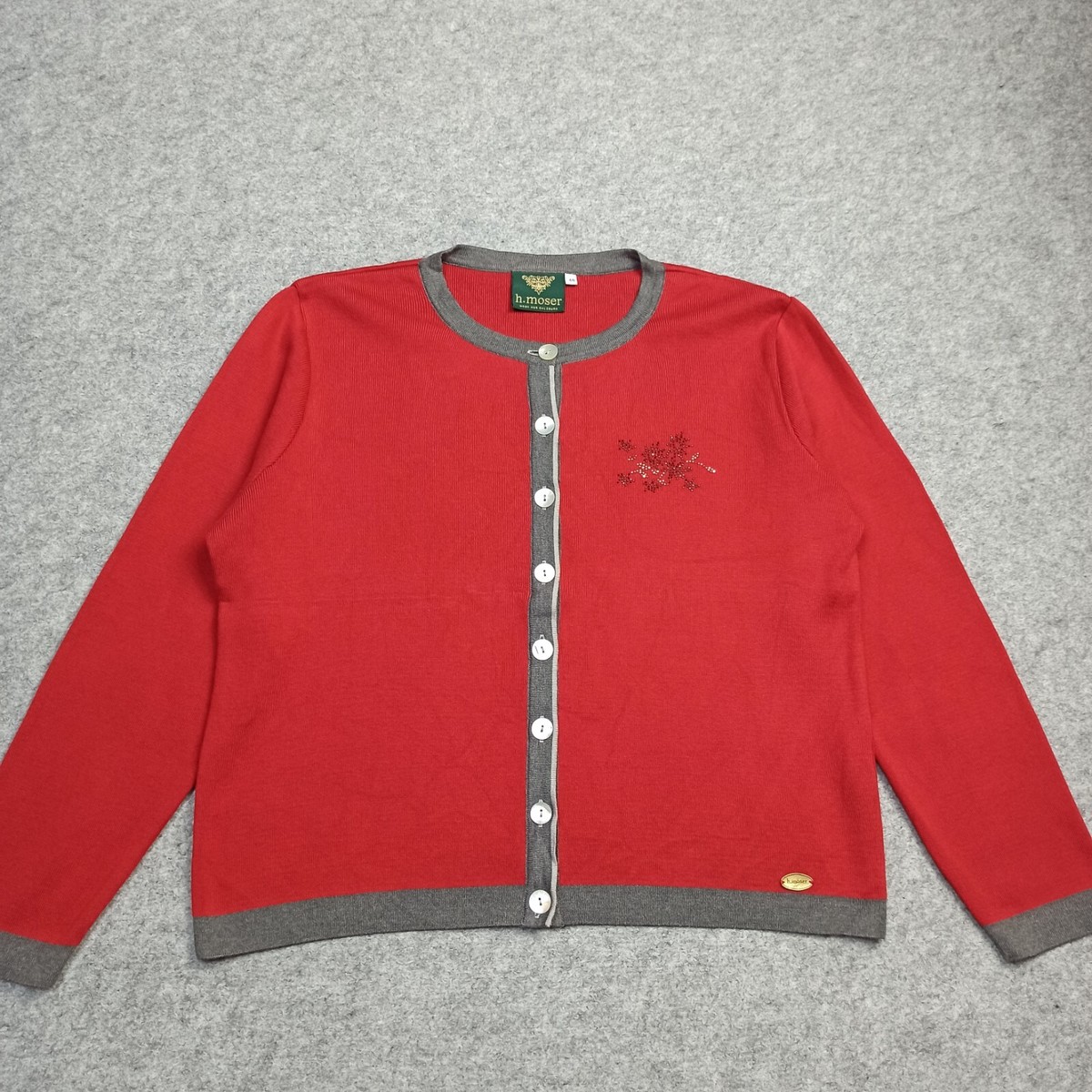 H. Moser Salzburg Womens Cardigan D-46 3XL Red Cotton Blend H. Moser Salzburg Womens Cardigan D-46 3XL Red Cotton Blend