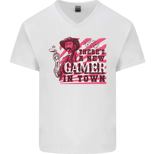 Theres a New Gamer in Town Gaming Mens V-Neck Cotton T-Shirt - Picture 22 of 43