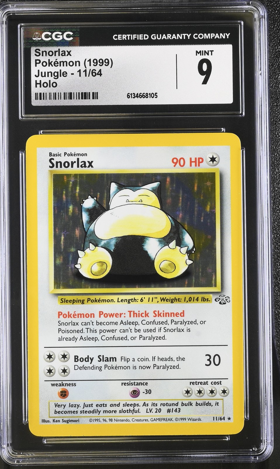 CGC 9 MINT Snorlax 11/64 Jungle Holo Pokemon Card