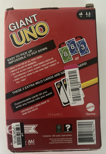 Giant UNO Card Game for Kids Adults & Family Night w/ Oversized & Features / NEe - Picture 2 of 6
