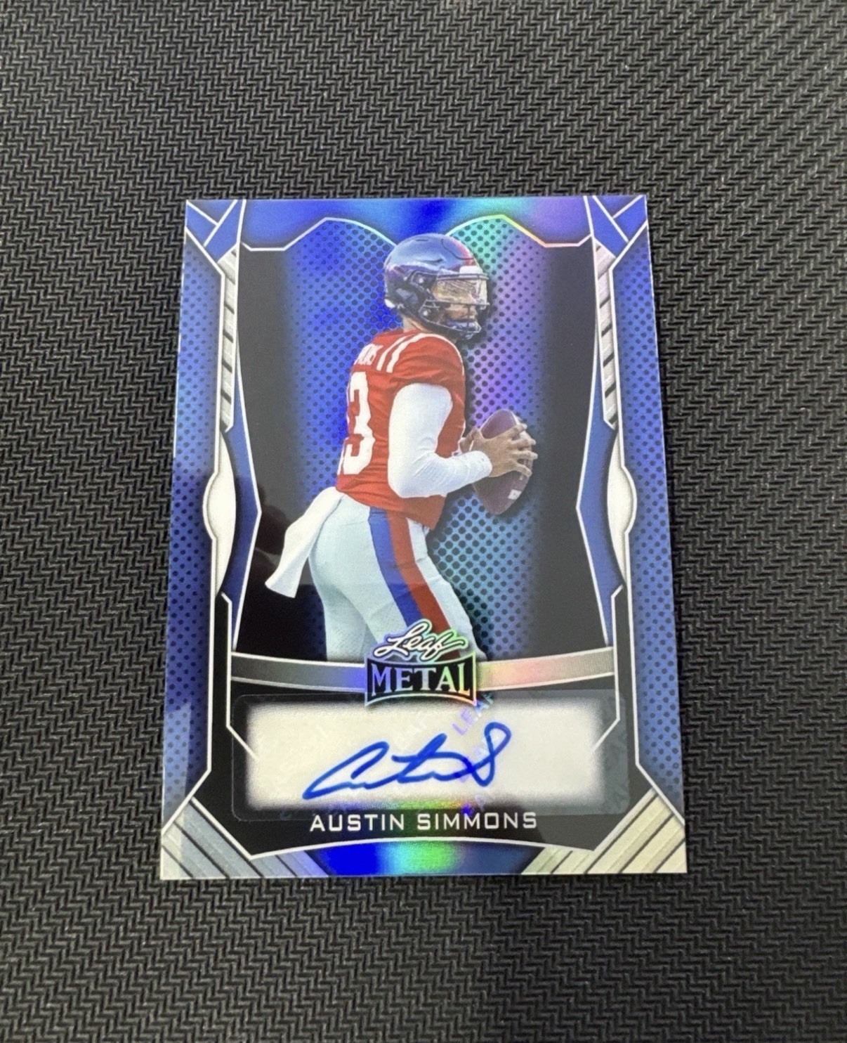 2026 Leaf Metal  Football Austin Simmons Prismatic Auto Blue 8/30 Missouri QB