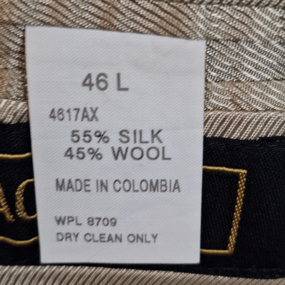 Chaqueta Abrigo Deportivo Bachrach Para Hombre 46L Beige Claro Espiga Seda Lana Foto 3 de 4